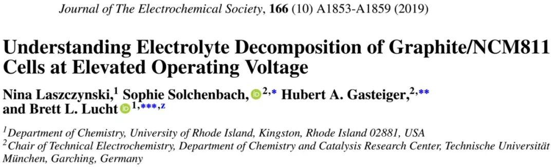 【大牛】Hubert A. Gasteiger 高电压三元电池失效机理，4.6 V高电压下NCM811电池电解液分解过程