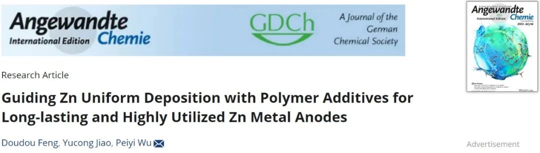 东华大学武培怡/焦玉聪Angew：采用聚合物添加剂引导锌均匀沉积，实现高利用率锌金属负极
