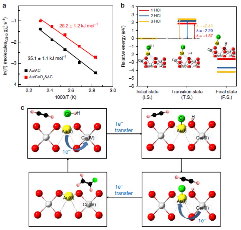 厦大袁友珠Nature子刊：高活性高稳定性乙炔氢氯化Au基催化剂