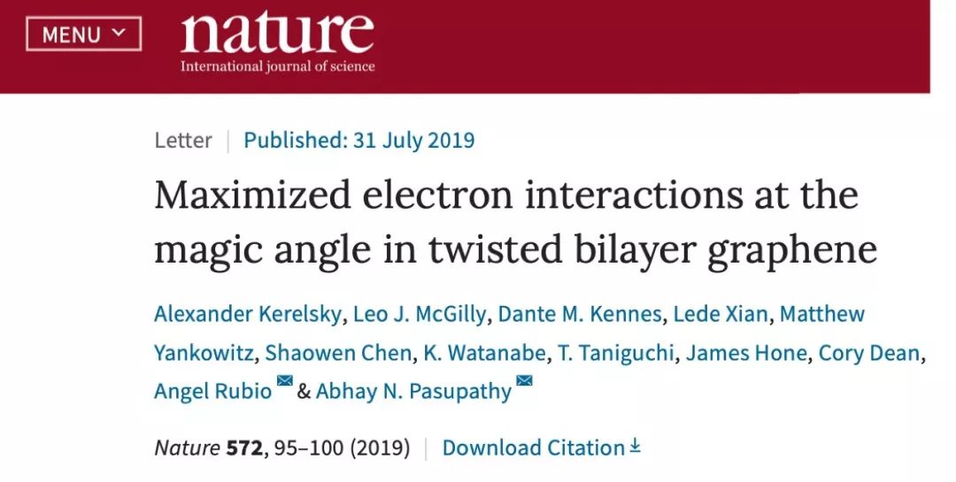 今日Nature：增强扭曲双层魔角石墨烯的电子相互作用