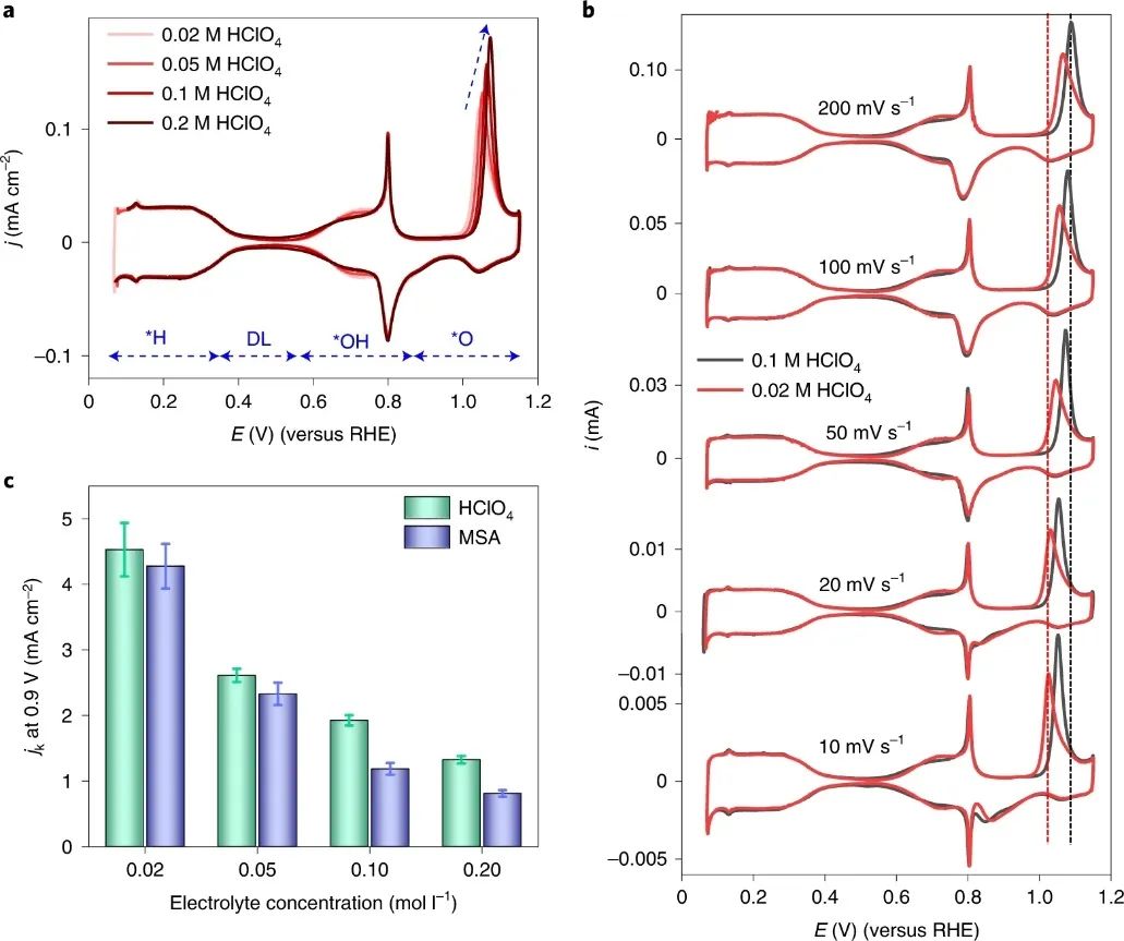 最新Nature Catalysis：电解质对Pt(111)上ORR动力学的影响