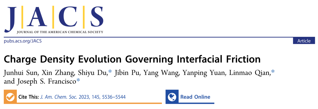 JACS：密度泛函理论研究界面摩擦的电荷密度演化