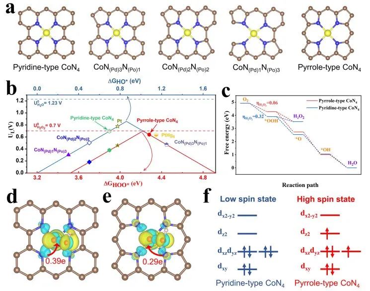 JACS: 计算+实验：筛选高活性Co-N4配位基序用于选择性电合成H2O2