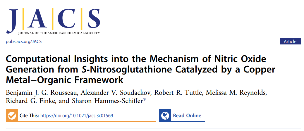 【纯计算】JACS: 铜金属-有机骨架催化S-亚硝基谷胱甘肽生成NO机制的计算研究