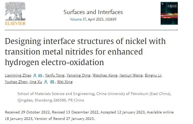 【纯计算】Surf. Interfaces：镍与过渡金属氮氧化氢电氧化界面结构的设计