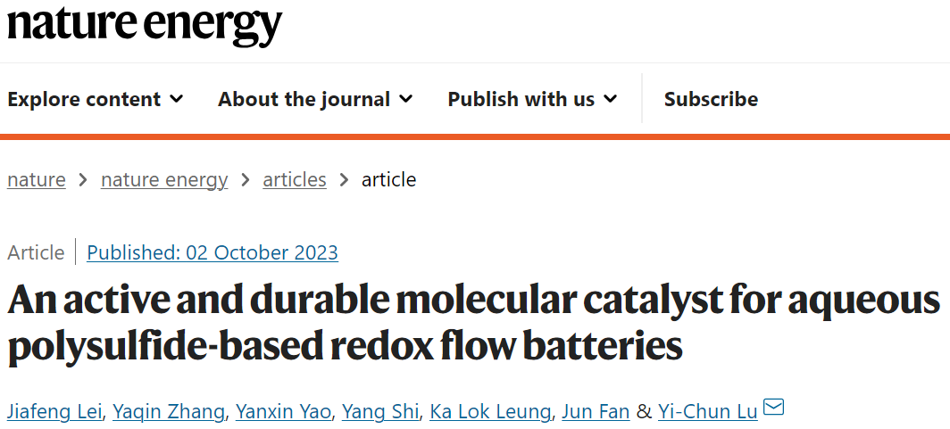 卢怡君团队，最新Nature Energy！