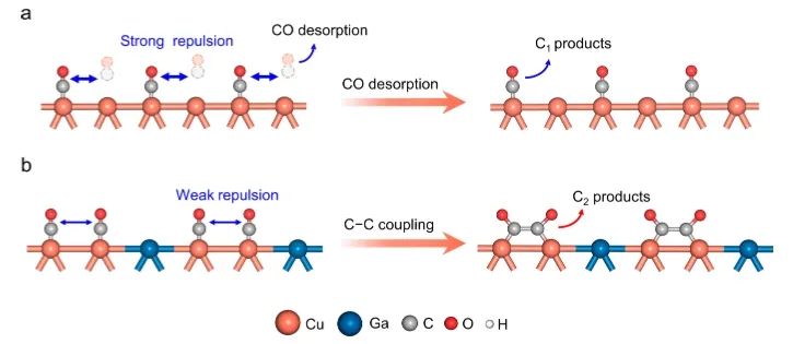 郑耿锋/徐昕/况敏​JACS： 吸附*CO的惰性Ga结合活性Cu位点，实现高功率CO2电还原为C2