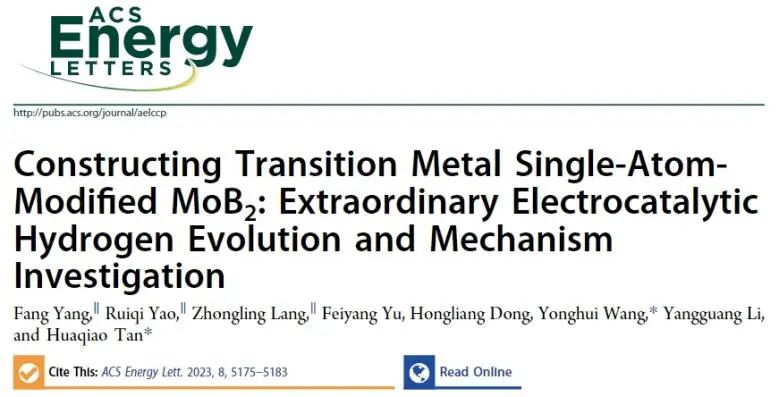 东北师范大学ACS Energy Letters：过渡金属单原子修饰MoB2，用于高效稳定电催化HER