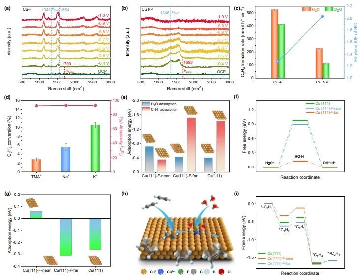 屈云腾/冷坤岳/郑黎荣Nature子刊：H在F改性Cu上定位转移，实现高效电催化乙炔制乙烯