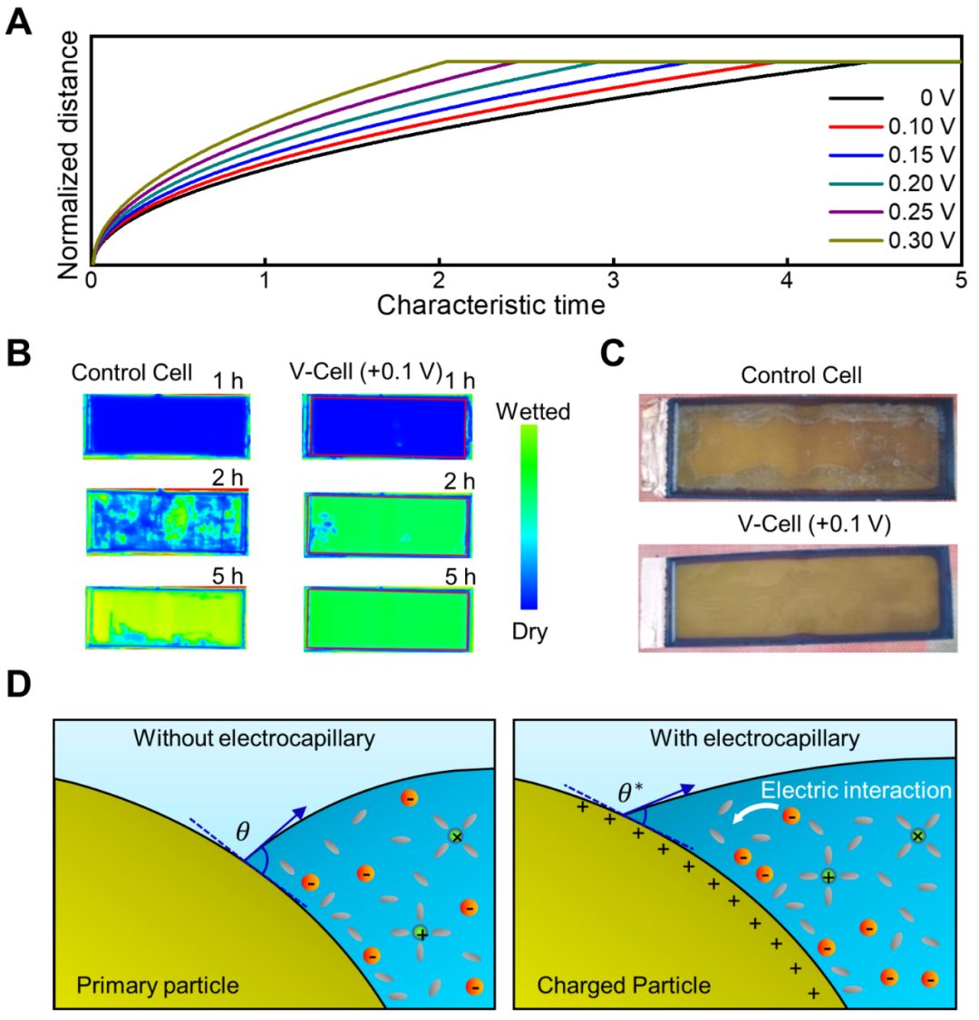 清华大学何向明课题组Joule：电毛细效应加速电池浸润