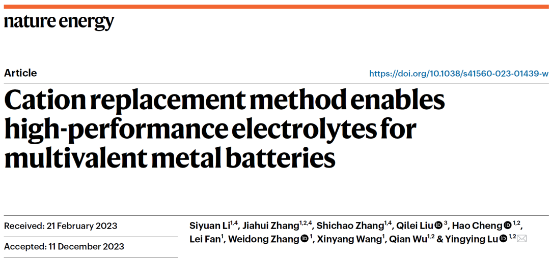 浙大陆盈盈，重磅Nature Energy！