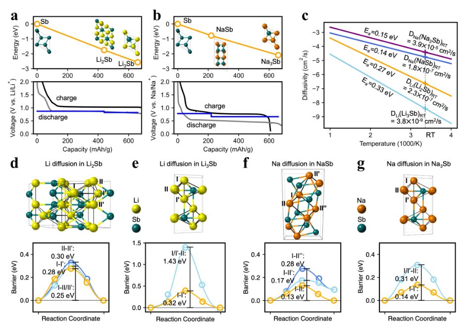 【DFT+实验】Angew：为什么锑负极在钠电比锂电中表现更好？