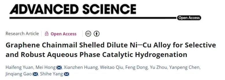 ​北大深研院Advanced Science：链状石墨烯包覆Ni-Cu稀释合金，增强选择性水相催化加氢