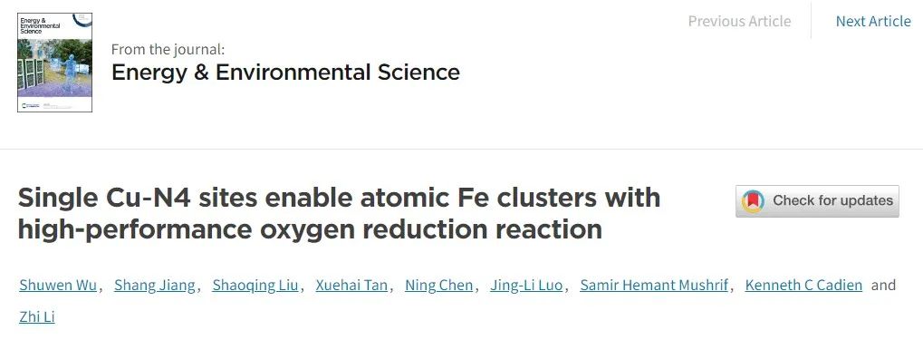 【DFT+实验】李智教授最新EES​：“Cu墙Fe壁”助力高性能ORR催化剂！