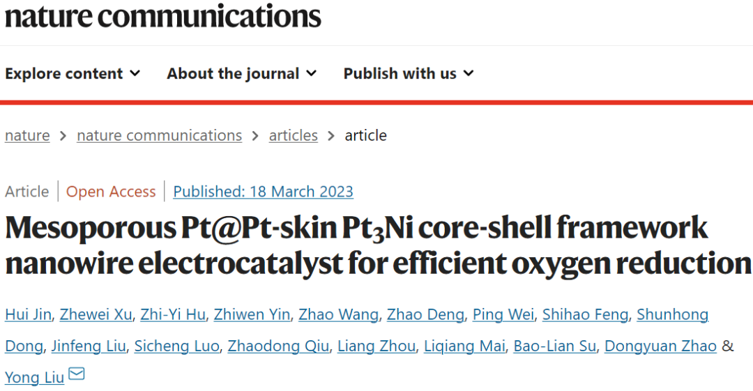 【DFT+实验】Nature子刊：介孔Pt@Pt- skin Pt3Ni CSFWs实现高效ORR