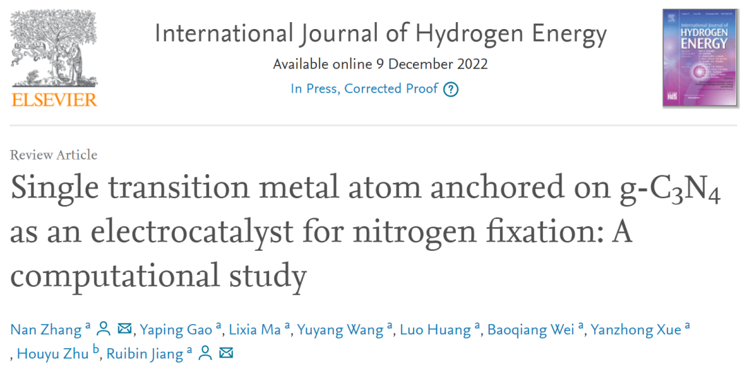 【纯计算】Int. J. Hydrogen. Energy：DFT计算筛选单原子催化剂