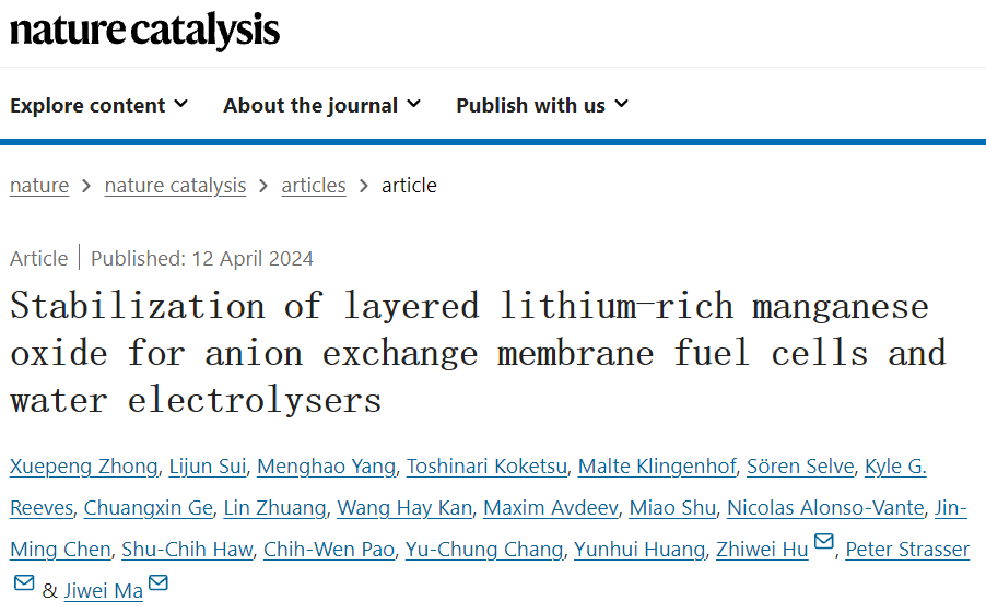 同济大学马吉伟团队，最新Nature Catalysis！