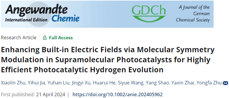 陕师大/清华/湖师大Angew：调控分子对称性，增强内置电场，实现超分子光催化剂高效制氢！