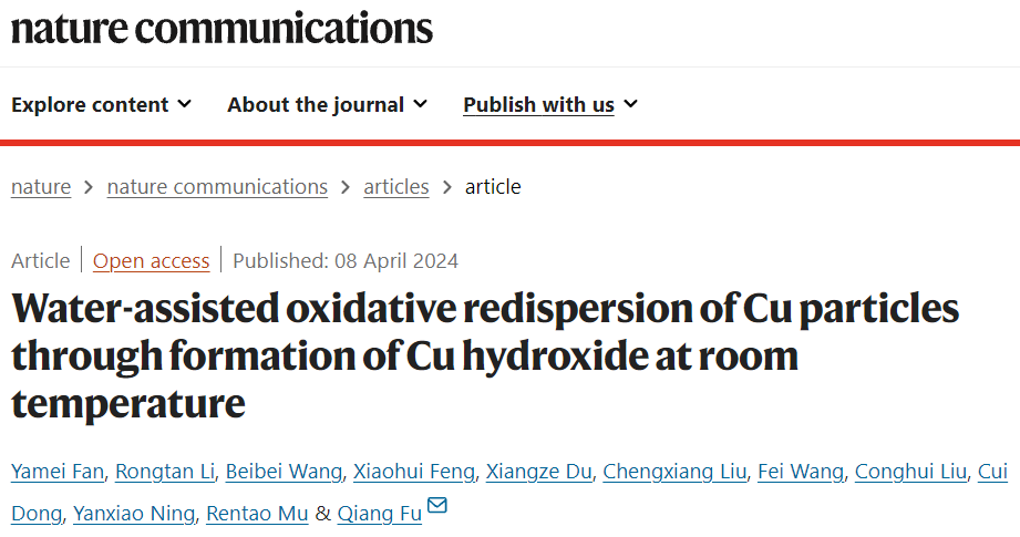 大连化物所傅强团队，最新Nature子刊！