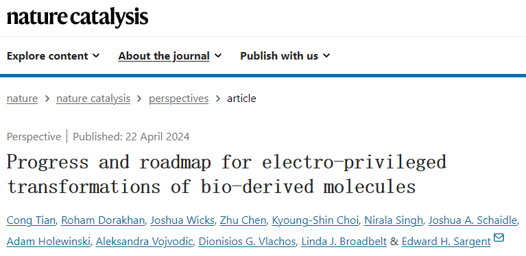 Edward H. Sargent大佬，最新Nature Catalysis！