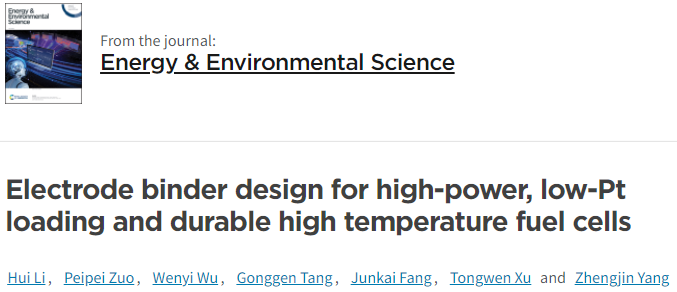 中科大徐铜文/杨正金团队EES：多功能粘合剂，实现高功率、低铂载量和耐用高温燃料电池！