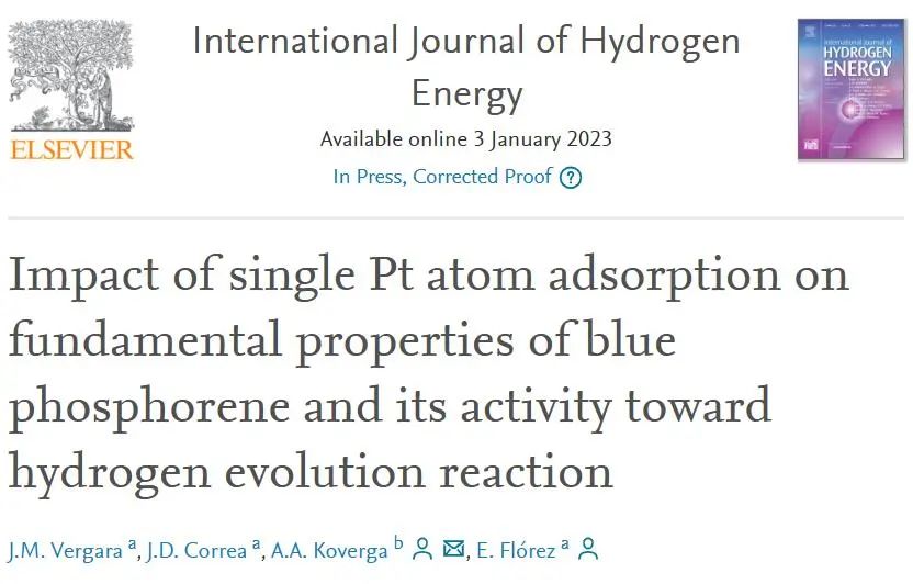 【DFT】Int. J. Hydrogen Energy：铂单原子@蓝磷催化剂基本性质及其析氢反应活性的影响