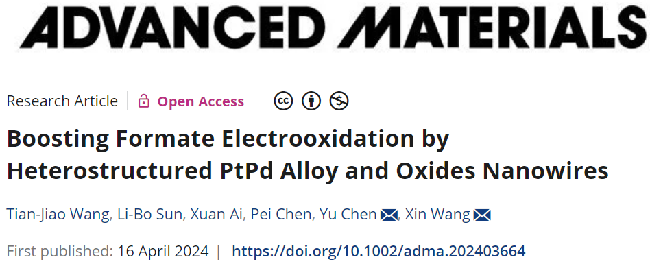 港城大/陕师大AM：PtPd-ox NWs促进甲酸盐电氧化