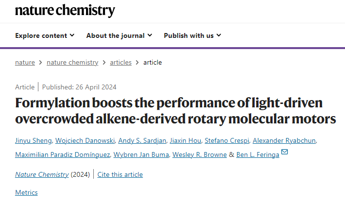 ​他，五院院士，诺贝尔化学奖获得者，发表最新Nature Chemistry！