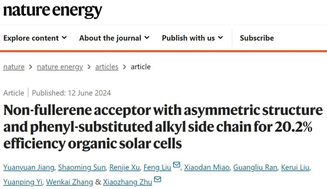 中科院化学所朱晓张/刘峰，最新Nature Energy！