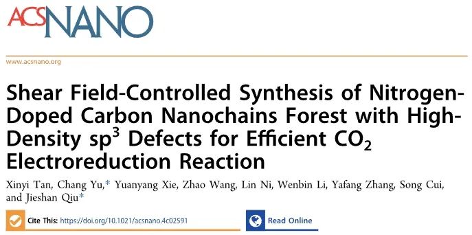 北化工/大工ACS Nano: 剪切场控制合成高密度sp3缺陷N-CNC，高效电还原CO2