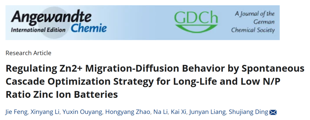 ​西交Angew：长寿命低N/P比锌离子电池中Zn2+扩散行为