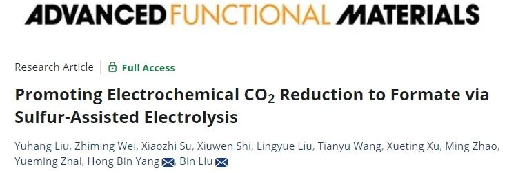 ​港城大/苏科大AFM: S改性Bi4O7纳米片，促进CO2电还原为甲酸盐