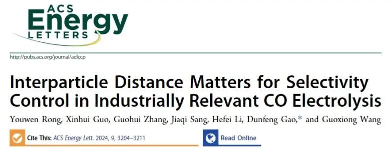 ​大化所ACS Energy Lett.: 调制颗粒间距，实现工业相关CO选择性电解