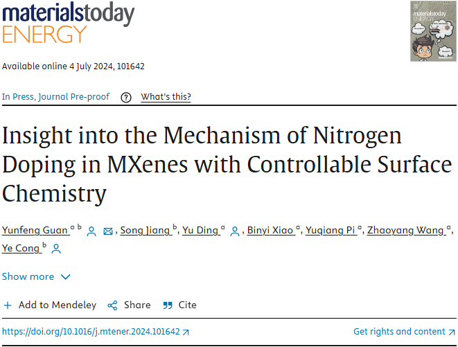 Materials Today Energy：表面化学改性MXene的储能机理