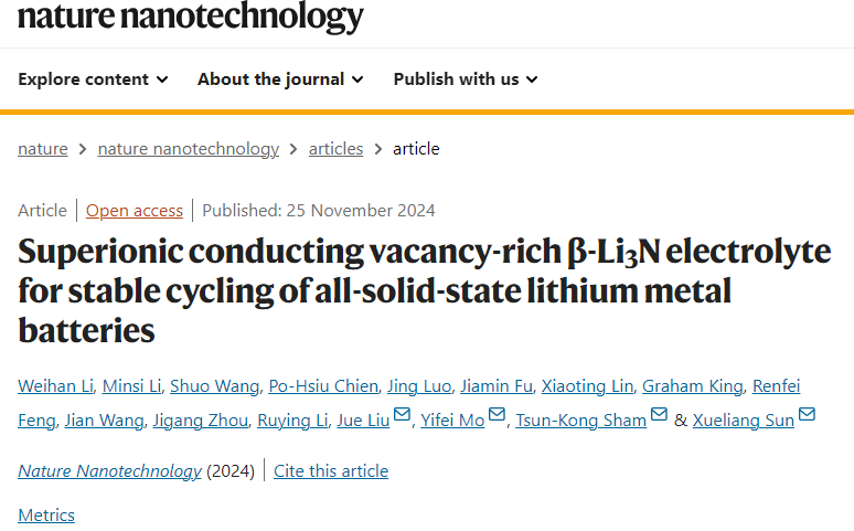 【重做】5000次以上！三院院士孙学良，重磅Nature Nanotechnology！全固态锂金属电池！