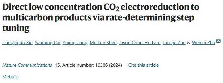 致力碳达峰！南京大学朱文磊团队，发表Nature子刊！