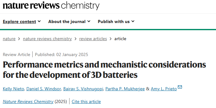 IF=38.1！3D电池，Nature Reviews Chemistry！