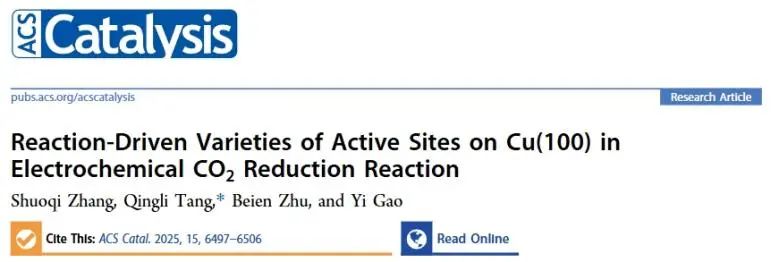 高研院ACS Catal.：揭示Cu(100)表面位点在eCO2RR中的作用