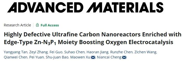 福大/西南大学AM: 富含边缘型Zn-N3P1和有缺陷的超细碳纳米反应器，显著促进ORR