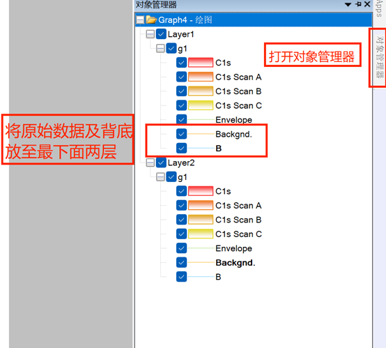 XPS拟合数据的堆积图，两个数据放到一张图上的简单方法！