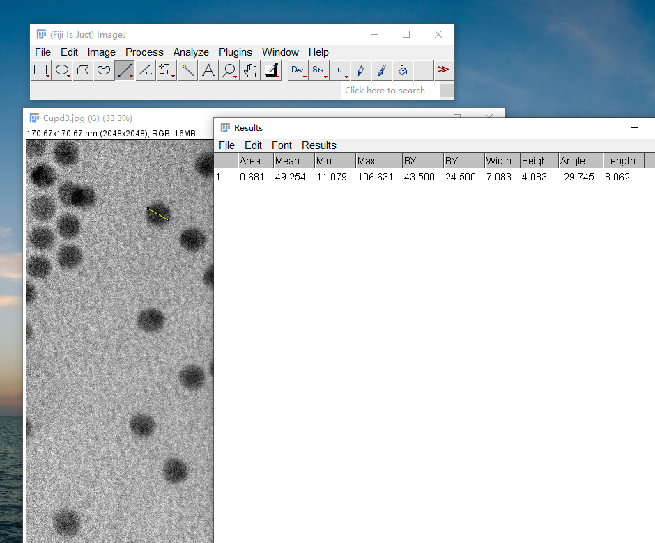 Image J处理电镜图像——颗粒长度测量和统计
