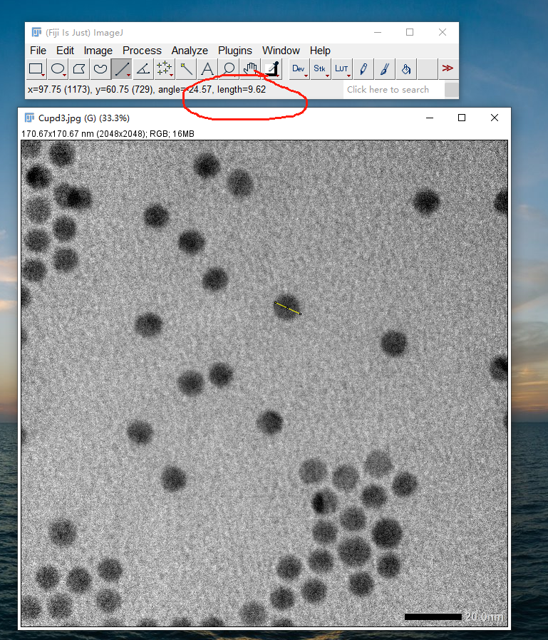 Image J处理电镜图像——颗粒长度测量和统计