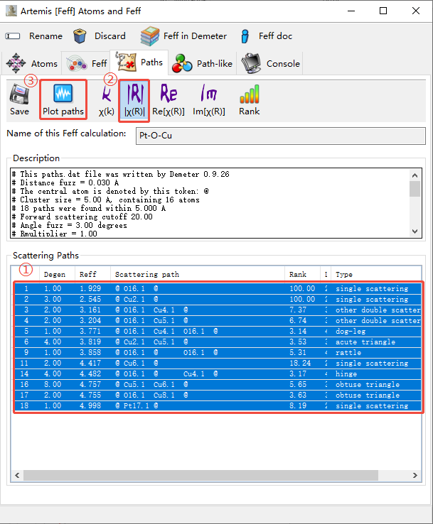 XAS数据处理Cu foil & CuO & Cu2O & sample流程示例（Artemis）