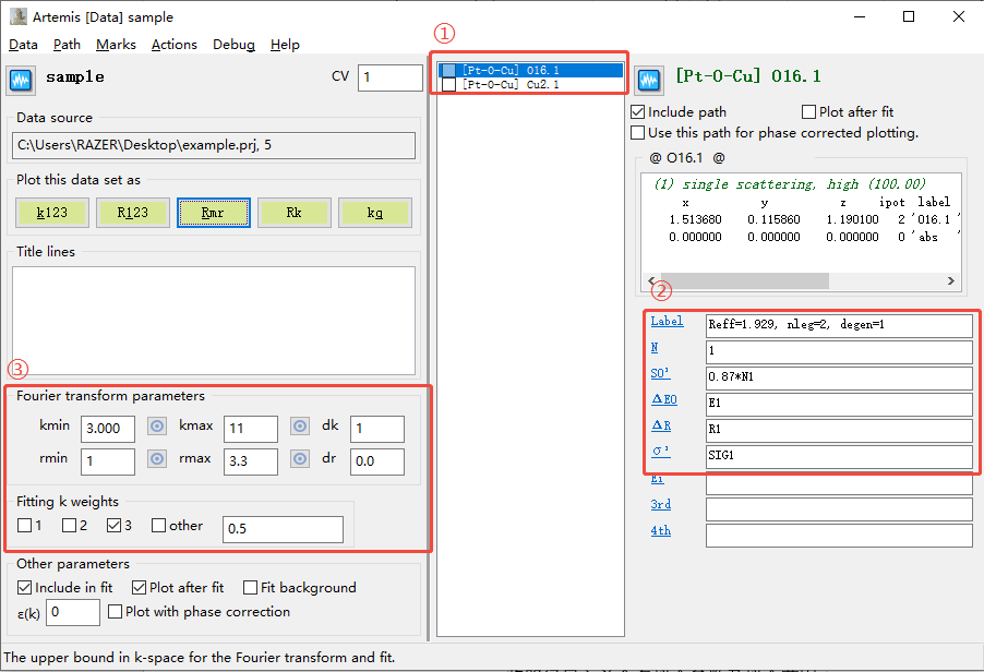 XAS数据处理Cu foil & CuO & Cu2O & sample流程示例（Artemis）