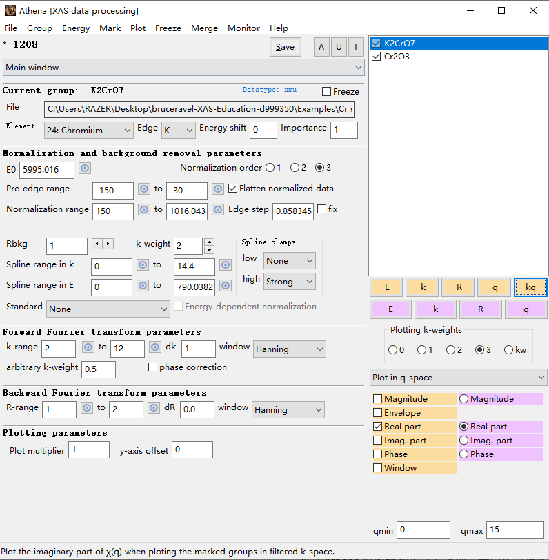 XAS数据处理Cr2O3&K2Cr2O7流程示例-Athena（同步辐射XAS数据处理入门指南）