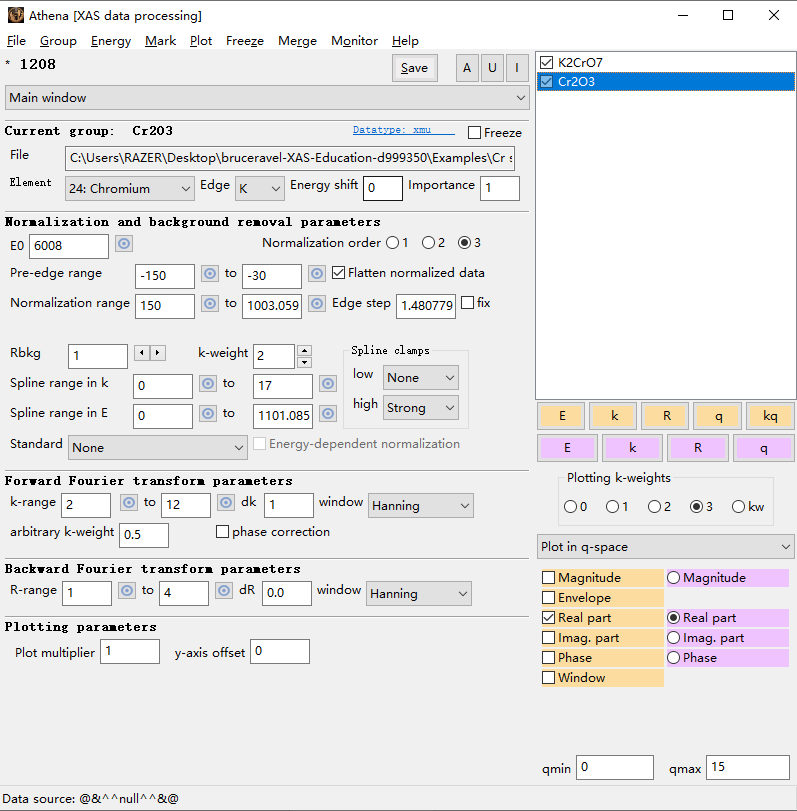 XAS数据处理Cr2O3&K2Cr2O7流程示例-Athena（同步辐射XAS数据处理入门指南）